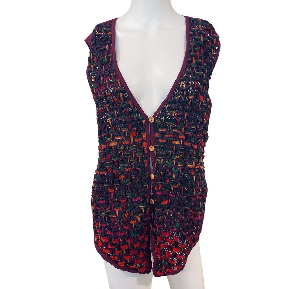 VTG‎ VEST button down size 2X multi color classy preppy original style